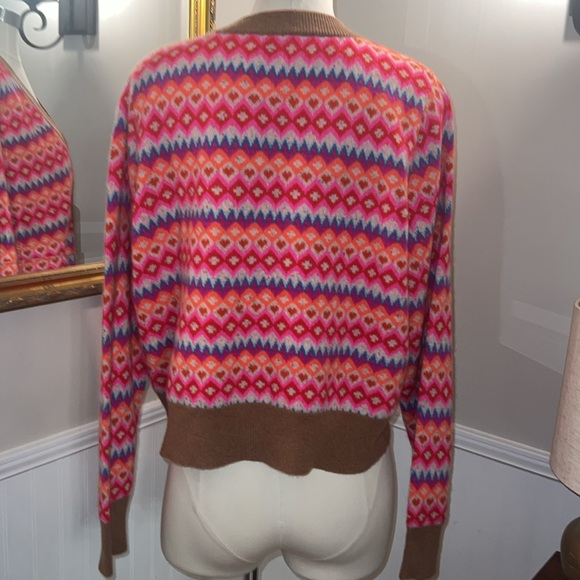 Brodie multicolored sweater.  100% cashmere. button-down.  NWT - Picture 5 of 7